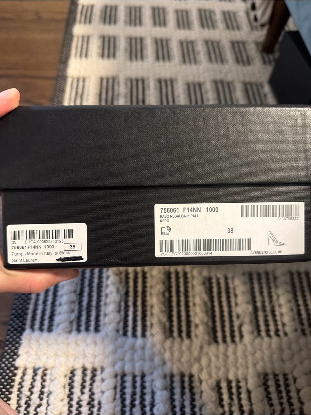 Saint Laurent Black Pointed Slingback Pumps with Silver Trim - Picture 15 of 15